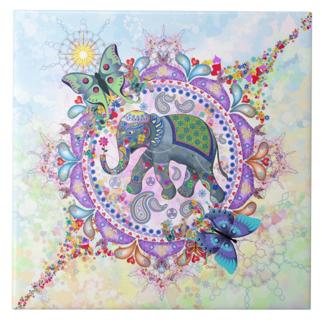 Sacred Elephant Ceramic Tile (Front)