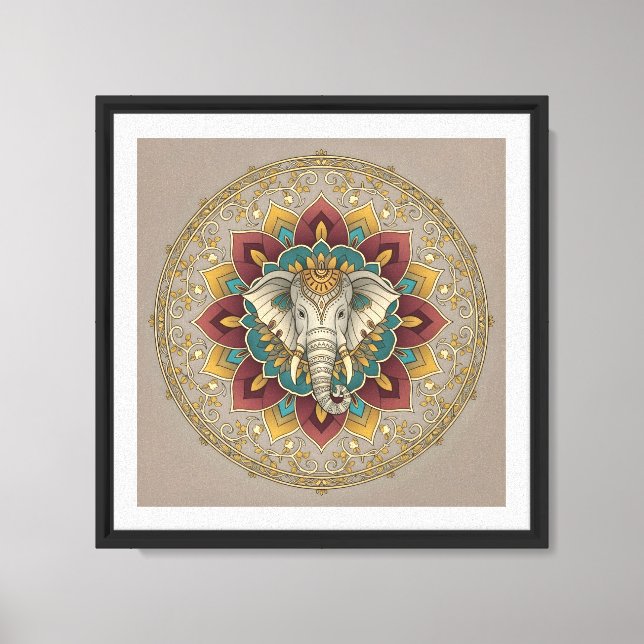 Sacred Elephant Mandala Wall Art (Front)