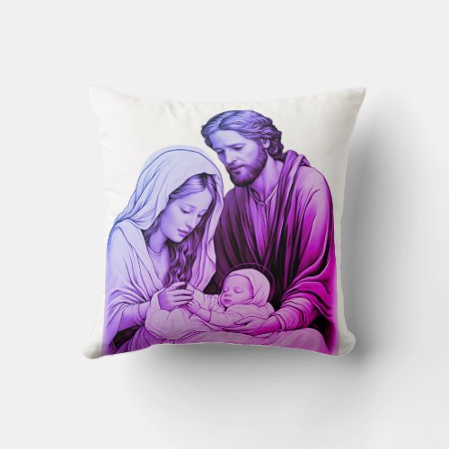 Sacred Embrace Jesus Mother and Baby Painting Throw Pillow