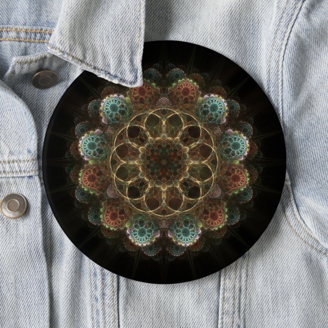 Sacred esoteric fractal fairy ornament button (In Situ)