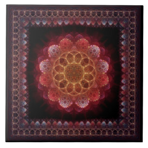 Sacred esoteric fractal framed ornament ceramic tile