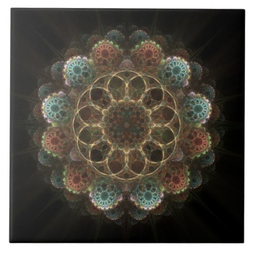 Sacred esoteric fractal ornament ceramic tile