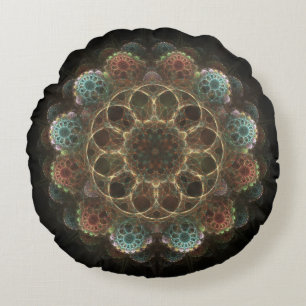 Sacred esoteric fractal ornament round pillow