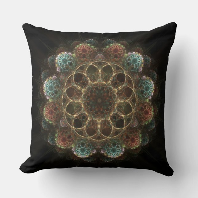 Sacred esoteric fractal ornament throw pillow (Front)