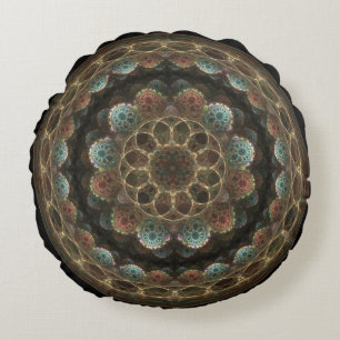 Sacred esoteric fractal round ornament pillow