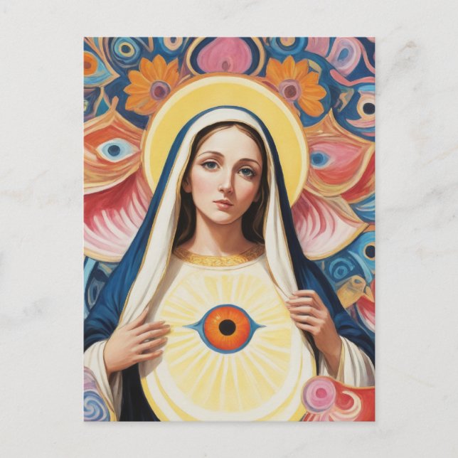 Sacred Evil Eye Protection Mary Postcard (Front)