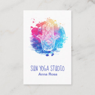 *~* Sacred Eye Watercolor Hamsa Hand Yoga Business Card