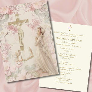 Sacred First Holy Communion Vintage for Girls Invitation