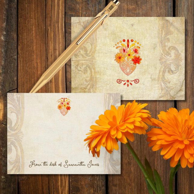 Sacred Floral Heart Mexican Baroque Muse Note Card (Creator Uploaded)