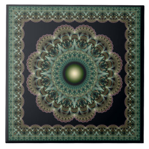 Sacred fractal fairy framed pattern ceramic tile