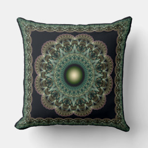 Sacred fractal fairy framed pattern throw pillow