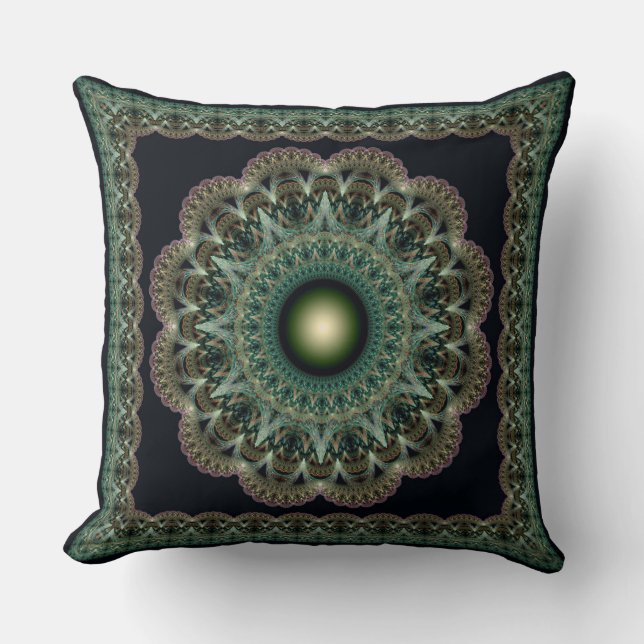 Sacred fractal fairy framed pattern throw pillow (Front)