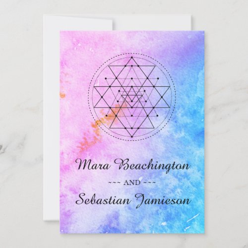 *~* Sacred Geometry Abstract Watercolor Wedding Invitation