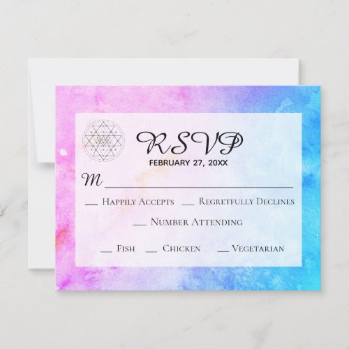 *~* Sacred Geometry Abstract Watercolor Wedding RSVP Card