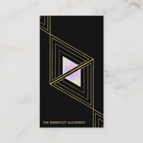  Sacred Geometry Alchemy Gold Boho Triangles Business Card