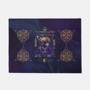 Sacred Geometry All Seeing eye in gold and amethys Doormat