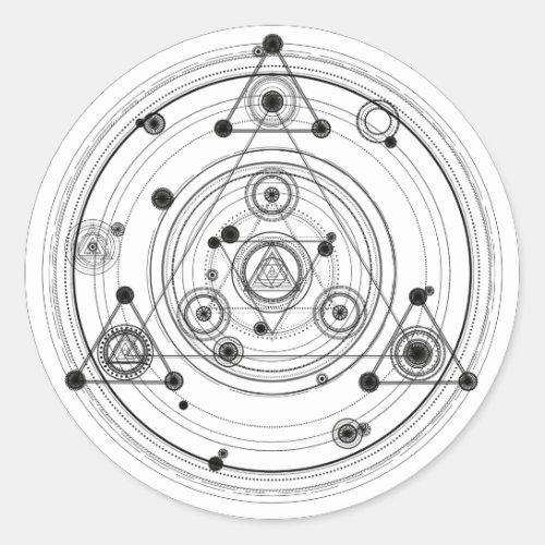 Sacred geometry and geometric alchemy design classic round sticker