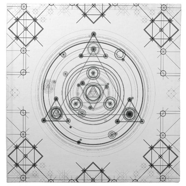 Sacred geometry and geometric alchemy design cloth napkin (Front)