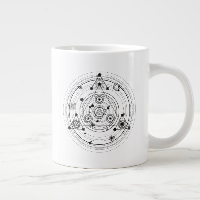 Sacred geometry and geometric alchemy design giant coffee mug (Right)