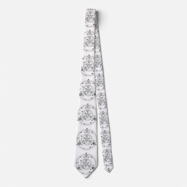 Sacred geometry and geometric alchemy design neck tie (Front)