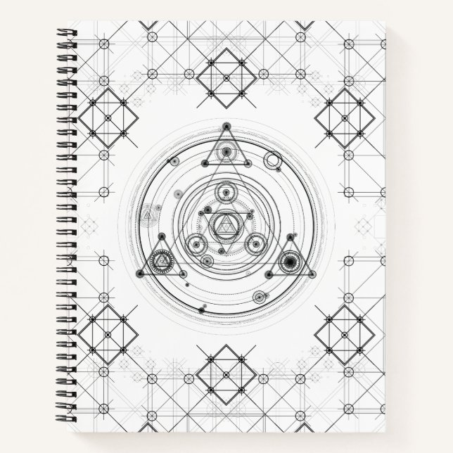 Sacred geometry and geometric alchemy design notebook (Front)