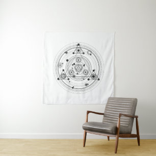 Sacred geometry and geometric alchemy design tapestry