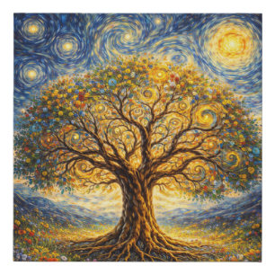 Sacred geometry art  tree faux canvas print