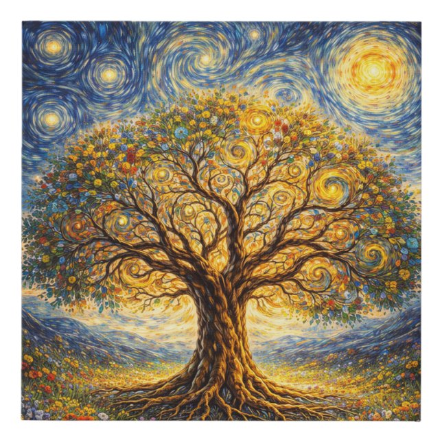 Sacred geometry art  tree faux canvas print (Front)