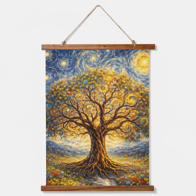 Sacred geometry art  tree hanging tapestry (Front)