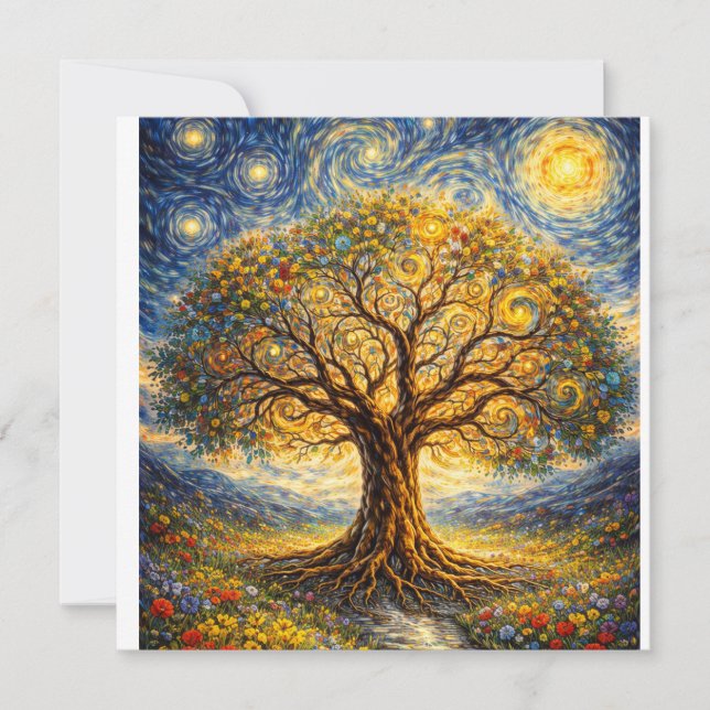 Sacred geometry art  tree thank you card (Front)