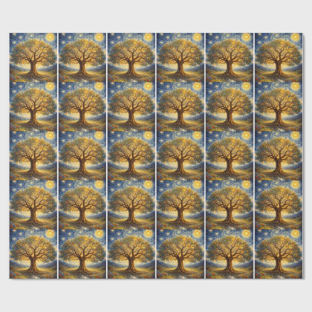 Sacred geometry art  tree wrapping paper (Flat)