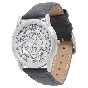 Sacred Geometry Astronomy Mesh Dial Leather Watch