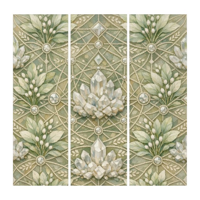 Sacred Geometry — Crystal Grid Fusion Art Print Triptych (Front)