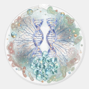 Sacred Geometry DNA Helix Crystal Science Art Classic Round Sticker