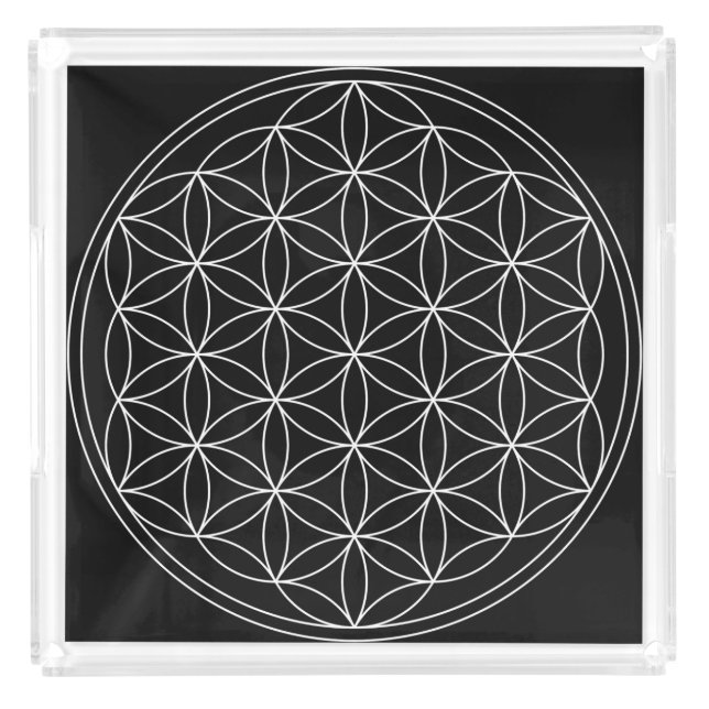 Sacred Geometry : Flower of Life Black & White Acrylic Tray (Front)