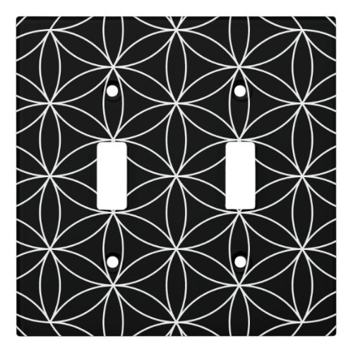 Sacred Geometry  Flower of Life Black  White Light Switch Cover