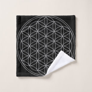 Sacred Geometry : Flower of Life Black & White Wash Cloth