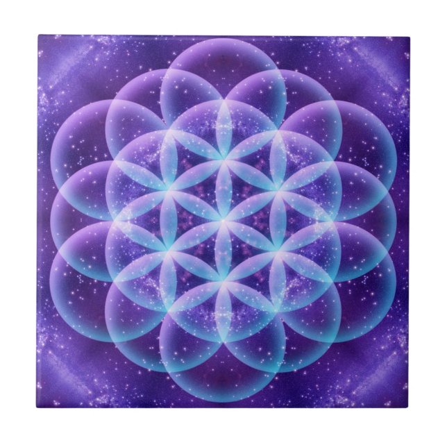 Sacred Geometry Flower of Life Ceramic Tile (Front)