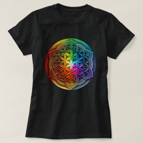 Sacred Geometry Flower Of Life Chakra Meditation T_Shirt