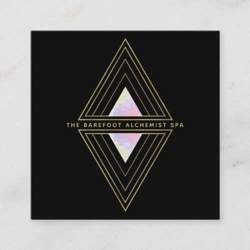  Sacred Geometry Geometric 2 Gold Triangles Square Business Card