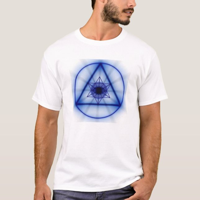 Sacred Geometry - Glowing Metatron (Blue) T-Shirt (Front)