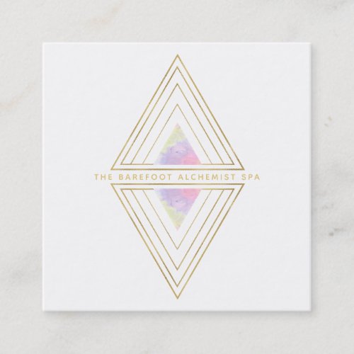  Sacred Geometry Gold Geometric 2 Triangles Square Business Card