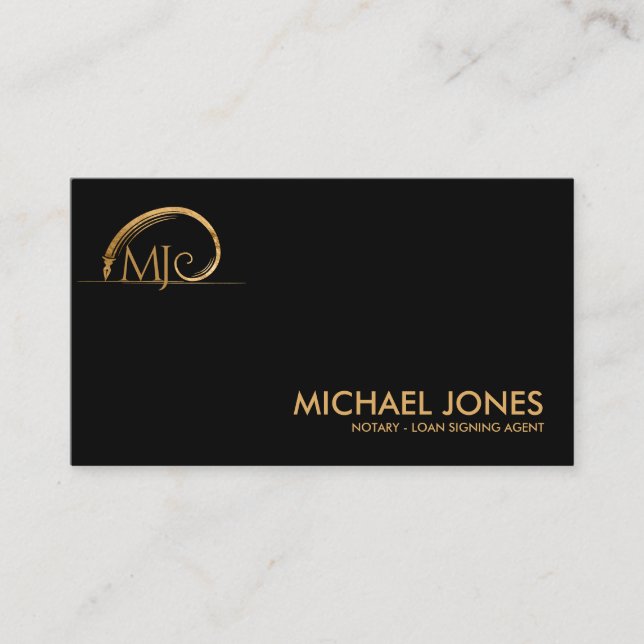 Sacred Geometry Golden Spiral Ink Pen Business Card (Front)