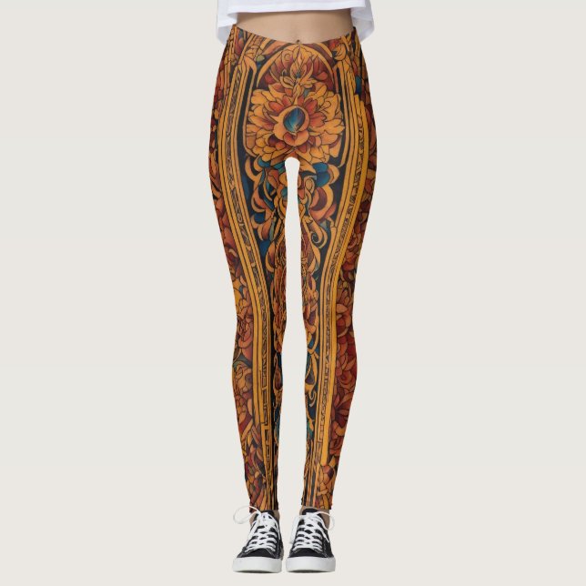 Sacred Geometry Harmony: Neo-Spiritual Pattern Tat Leggings (Front)
