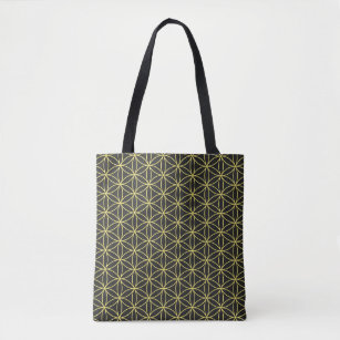 Sacred Geometry in Gold tone and Black Tote Bag