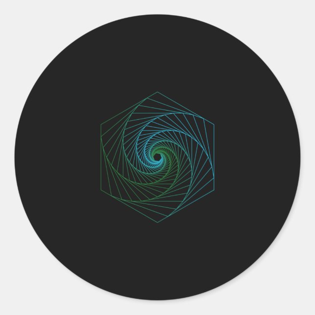 Sacred Geometry - LineArt Blue and Green Classic Round Sticker (Front)
