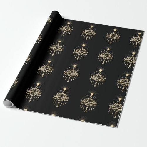 sacred geometry lotus flower witch occult wrapping paper