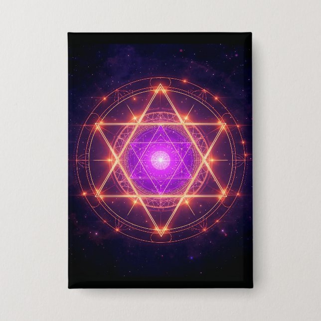 Sacred Geometry Mandala – Light Within the Cosmos Button (Front)