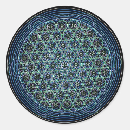 Sacred Geometry Mandala _ Rain Flower of Life Classic Round Sticker