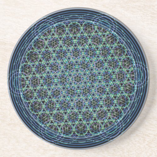 Sacred Geometry Mandala _ Rain Flower of Life Drink Coaster